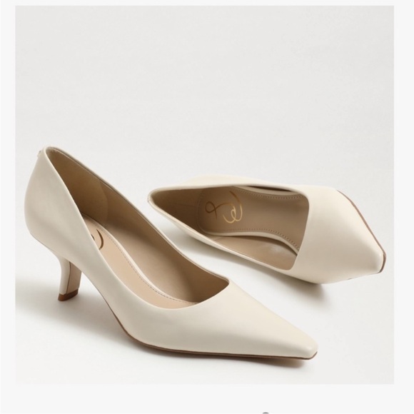 Sam Edelman BIANKA IVORY LEATHER KITTEN HEEL Pointed Toe PUMP NIB NEW sz 9.5 - Picture 10 of 17